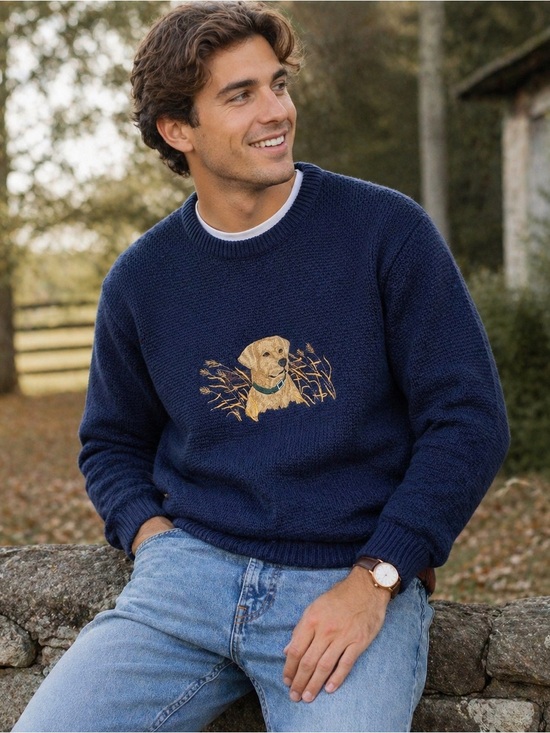 Orvis Other - Vintage Orvis Sweater Men's L Dog Embroidery Labrador Retriever Navy Hunting
